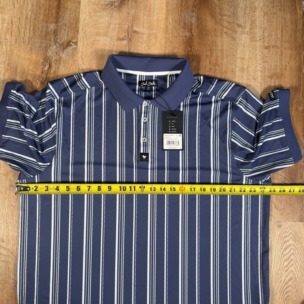 NWT Bad Birdie Ridge Golf Polo Shirt Mens XXL Winning Streak Cobalt Striped - Picture 7 of 7